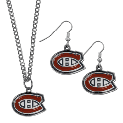 Montreal Canadiens Dangle Earrings and Chain Necklace Set