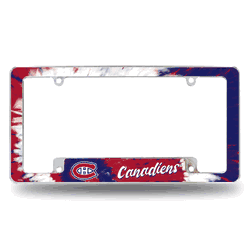 Montreal Canadiens Tie Dye 12" x 6" Chrome All Over Automotive License Plate Frame for Car/Truck/SUV