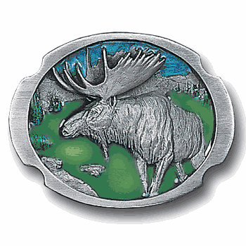 Moose Antiqued Belt Buckle