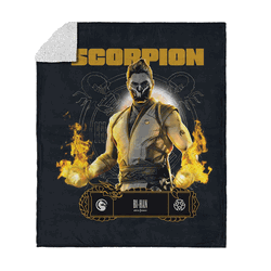 Mortal Kombat Scorpion Bi-han Silk Touch Sherpa Throw Blanket 50x60 Inches