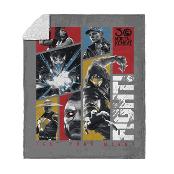 Mortal Kombat Test Your Might Silk Touch Sherpa Throw Blanket 50x60 Inches