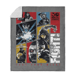 Mortal Kombat Test Your Might Silk Touch Sherpa Throw Blanket 50x60 Inches