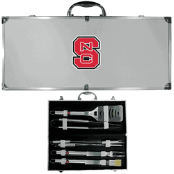 N. Carolina St. Wolfpack 8 pc Stainless Steel BBQ Set w/Metal Case