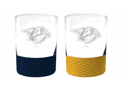 Nashville Predators 2pc Laser Etched Commissioner Rocks Glass Set