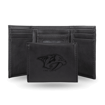 Nashville Predators Black Laser Engraved Faux Leather Trifold