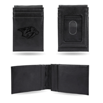 Nashville Predators Black Laser Engraved Front Pocket Wallet