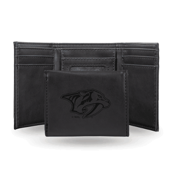 Nashville Predators Black Laser Engraved Tri-Fold Wallet