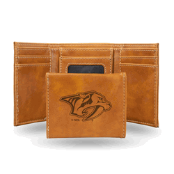 Nashville Predators Brown Laser Engraved Faux Leather Trifold