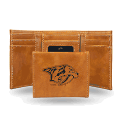 Nashville Predators Brown Laser Engraved Tri-Fold Wallet