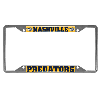 Nashville Predators Chrome Metal License Plate Frame, 6.25in x 12.25in