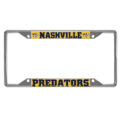 Nashville Predators Chrome Metal License Plate Frame, 6.25in x 12.25in