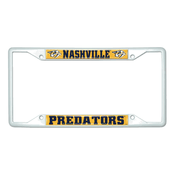 Nashville Predators White Metal License Plate Frame - 6.25
