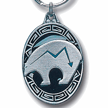 Native American Inspired Bear Fetish Metal Key Chain with Enameled Details