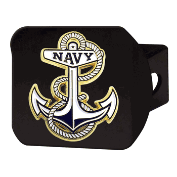 Naval Acdemy Black Metal Hitch Cover - 3D Color Emblem