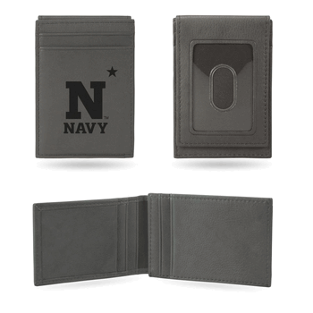 Navy Midshipmen Gray Laser Engraved Front Pocket Wallet