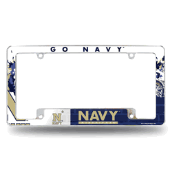 Navy Midshipmen Primary 12" x 6" Chrome All Over Automotive License Plate Frame for Car/Truck/SUV