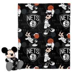 NBA Brooklyn Nets Basketball Mickey Hugger Pillow & Silk Touch Throw Blanket Set