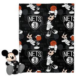 NBA Brooklyn Nets Basketball Mickey Hugger Pillow & Silk Touch Throw Set