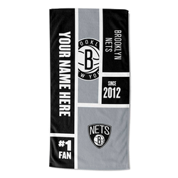 NBA Brooklyn Nets Colorblock Personalized Beach Towel 30x60 Inches