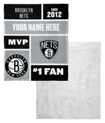 NBA Brooklyn Nets Colorblock Personalized Silk Touch Sherpa Throw Blanket 50x60 Inches
