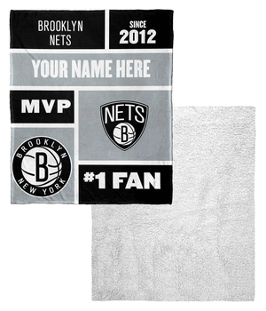 NBA Brooklyn Nets Colorblock Personalized Silk Touch Sherpa Throw Blanket 50x60 Inches