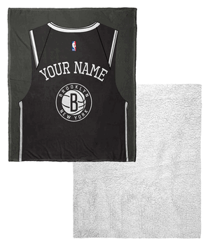 NBA Brooklyn Nets Jersey Personalized Silk Touch Sherpa Throw Blanket 50x60 Inches