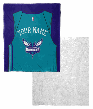 NBA Charlotte Hornets Jersey Personalized Silk Touch Sherpa Throw Blanket 50x60 Inches