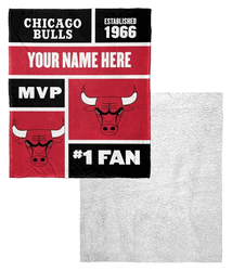NBA Chicago Bulls Colorblock Personalized Silk Touch Sherpa Throw Blanket 50x60 Inches
