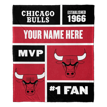NBA Chicago Bulls Colorblock Personalized Silk Touch Throw Blanket 50x60 Inches