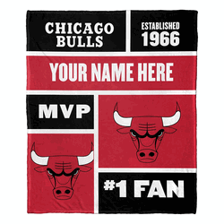 NBA Chicago Bulls Colorblock Personalized Silk Touch Throw Blanket 50x60 Inches
