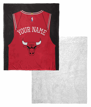 NBA Chicago Bulls Jersey Personalized Silk Touch Sherpa Throw Blanket 50x60 Inches