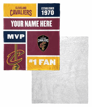 NBA Cleveland Cavaliers Colorblock Personalized Silk Touch Sherpa Throw Blanket 50x60 Inches