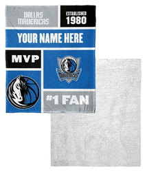 NBA Dallas Mavericks Colorblock Personalized Silk Touch Sherpa Throw Blanket 50x60 Inches