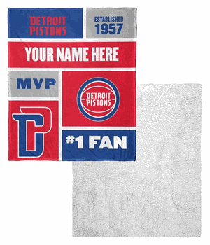NBA Detroit Pistons Colorblock Personalized Silk Touch Sherpa Throw Blanket 50x60 Inches