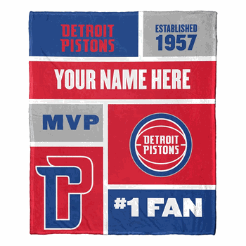 NBA Detroit Pistons Colorblock Personalized Silk Touch Throw Blanket 50x60 Inches