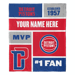 NBA Detroit Pistons Colorblock Personalized Silk Touch Throw Blanket 50x60 Inches