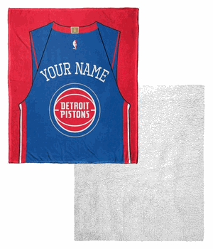 NBA Detroit Pistons Jersey Personalized Silk Touch Sherpa Throw Blanket 50x60 Inches