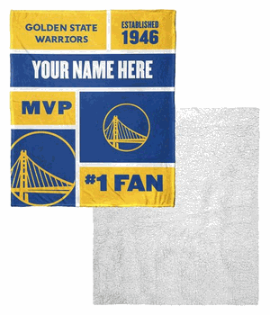 NBA Golden State Warriors Colorblock Personalized Silk Touch Sherpa Throw Blanket 50x60 Inches