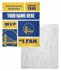 NBA Golden State Warriors Colorblock Personalized Silk Touch Sherpa Throw Blanket 50x60 Inches