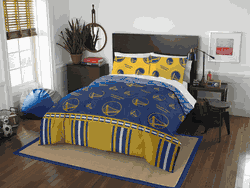 NBA Golden State Warriors Rotary Queen Bed In a Bag Set