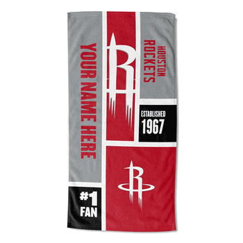 NBA Houston Rockets Colorblock Personalized Beach Towel 30x60 Inches