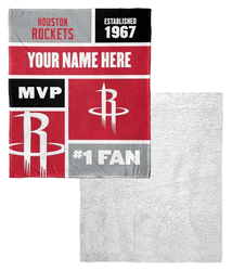 NBA Houston Rockets Colorblock Personalized Silk Touch Sherpa Throw Blanket 50x60 Inches