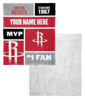 NBA Houston Rockets Colorblock Personalized Silk Touch Sherpa Throw Blanket 50x60 Inches