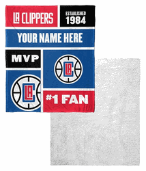 NBA Los Angeles Clippers Colorblock Personalized Silk Touch Sherpa Throw Blanket 50x60 Inches