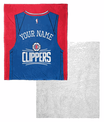 NBA Los Angeles Clippers Jersey Personalized Silk Touch Sherpa Throw Blanket 50x60 Inches
