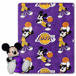 NBA Los Angeles Lakers Basketball Mickey Hugger Pillow & Silk Touch Throw Blanket Set