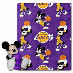NBA Los Angeles Lakers Basketball Mickey Hugger Pillow & Silk Touch Throw Set