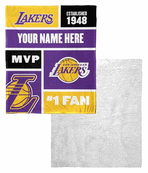 NBA Los Angeles Lakers Colorblock Personalized Silk Touch Sherpa Throw Blanket 50x60 Inches