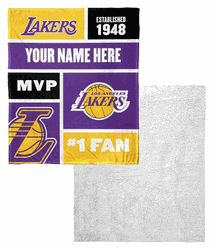 NBA Los Angeles Lakers Colorblock Personalized Silk Touch Sherpa Throw Blanket 50x60 Inches