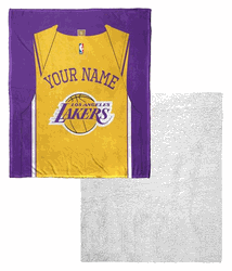 NBA Los Angeles Lakers Jersey Personalized Silk Touch Sherpa Throw Blanket 50x60 Inches